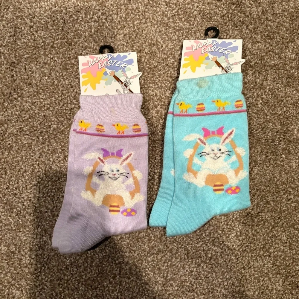 Easter Bunny Socks Set - Purple and Blue